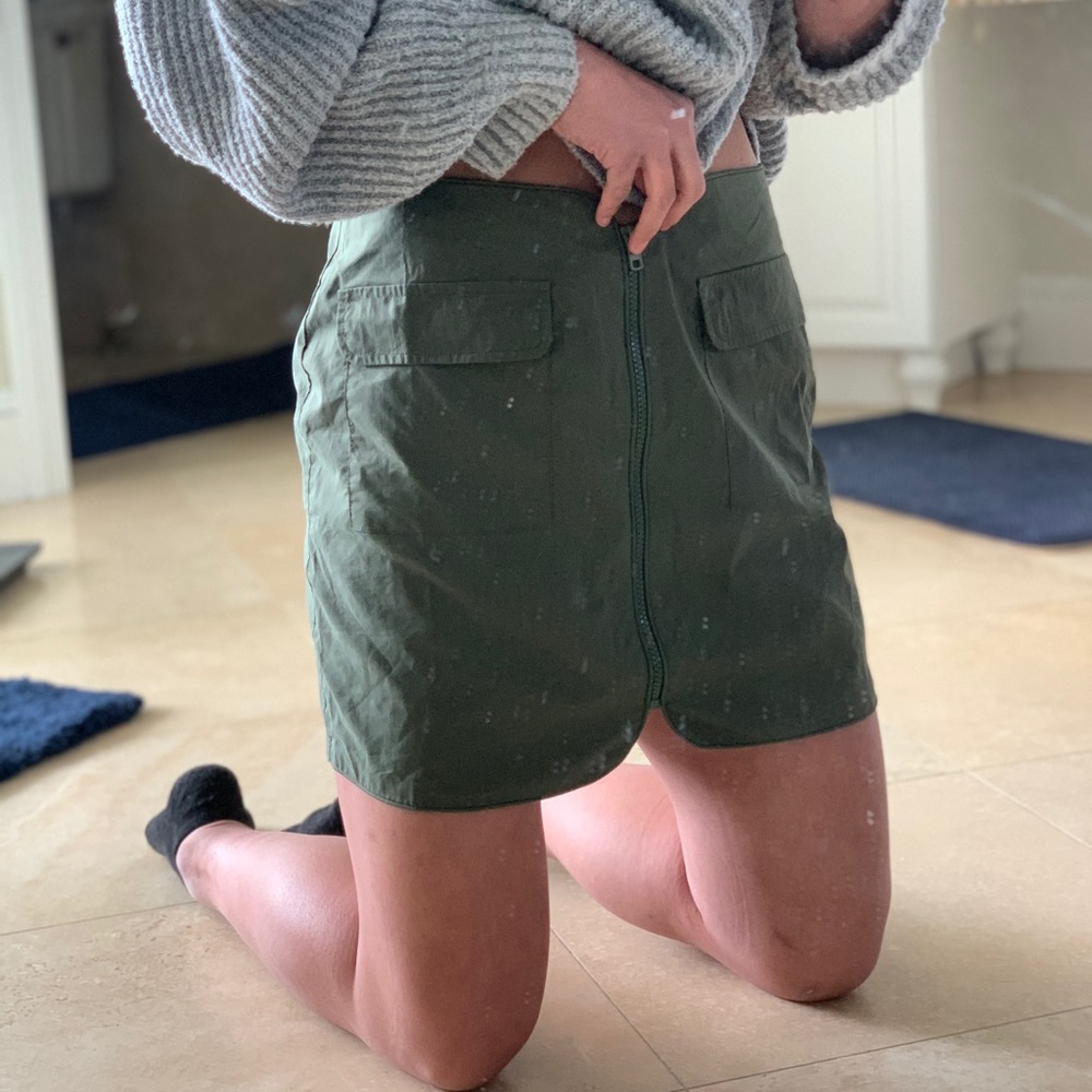 Dark green zip up skirt